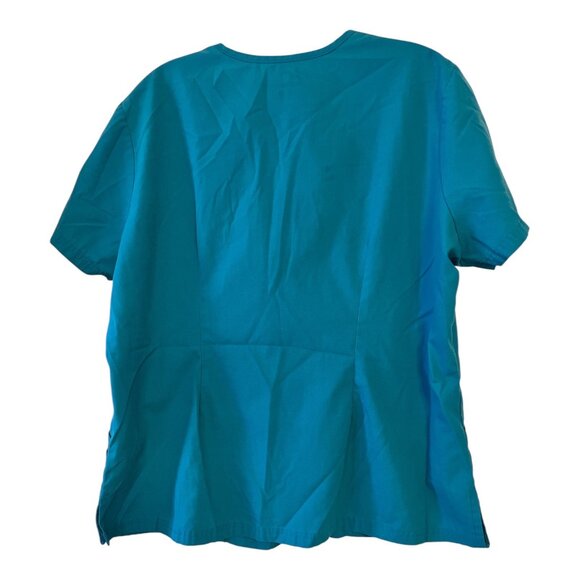 Butter-Soft Teal Scrub Top Women’s Size L – Zip Front, 2 Pockets – 65/35 Poly Co - Picture 5 of 5